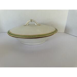 Covered Serving Dish With Lid | Green and White